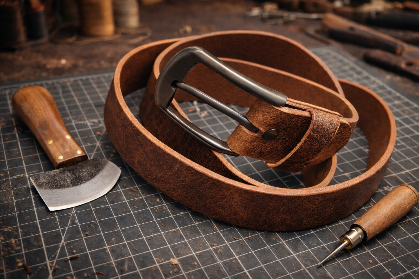 Riem gemêleerd bruin 40mm (Prijs in overleg)